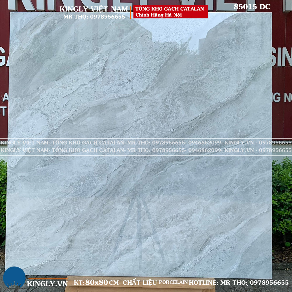 Gạch Lát nền màu ghi vân đá marble Catalan 80x80 85015